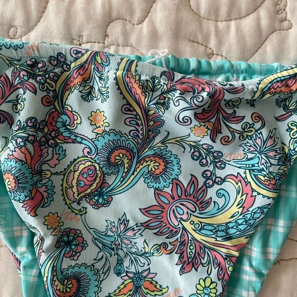 NEW Revolve‎ x VDM Ziggy Reversible Bikini Bottom Paisley Mint Checker Medium - Picture 4 of 8